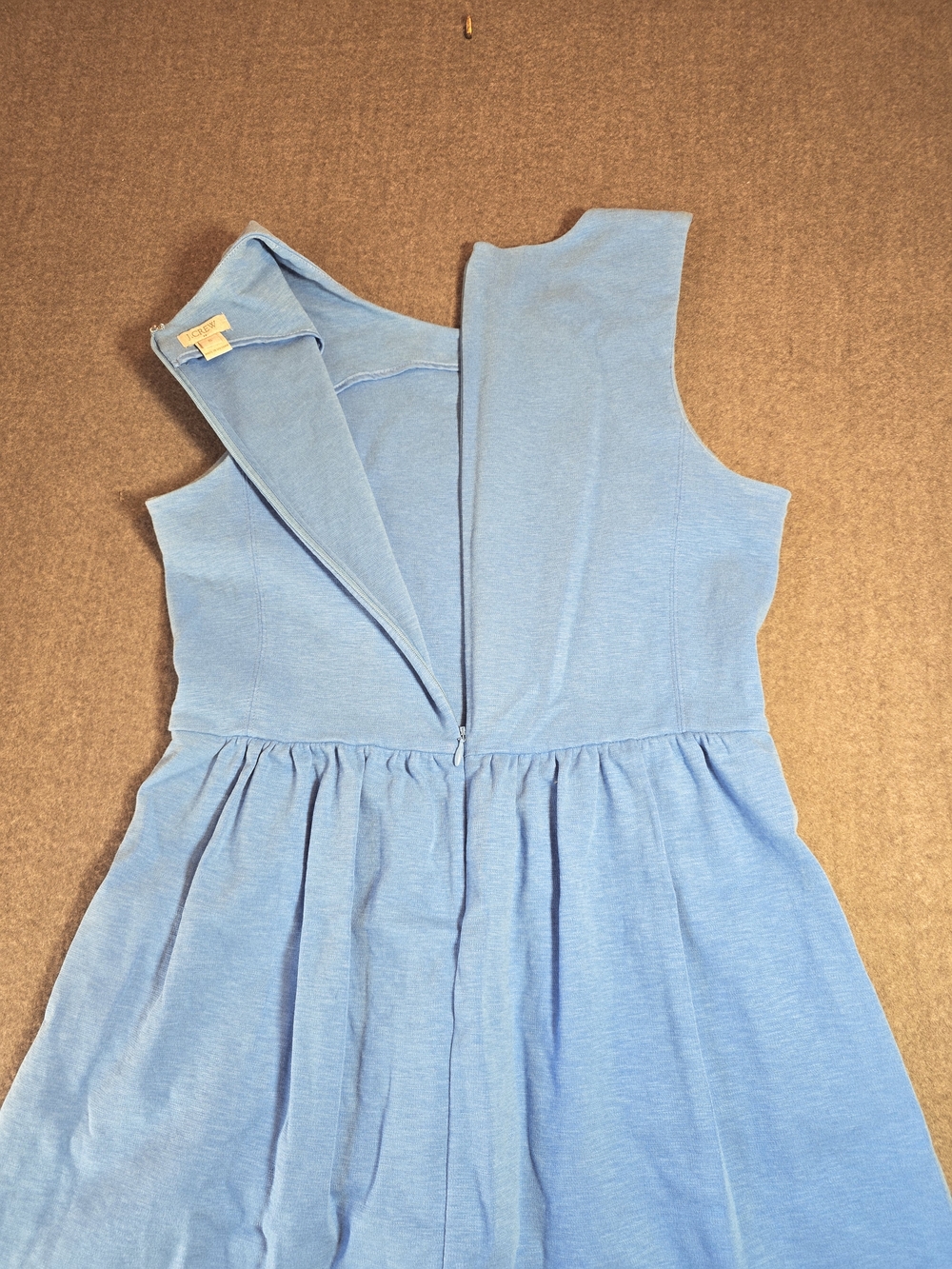 J.CREW Light Blue Sleeveless Gathered Waist Dress Pockets Women's Small - Picture 6 of 14
